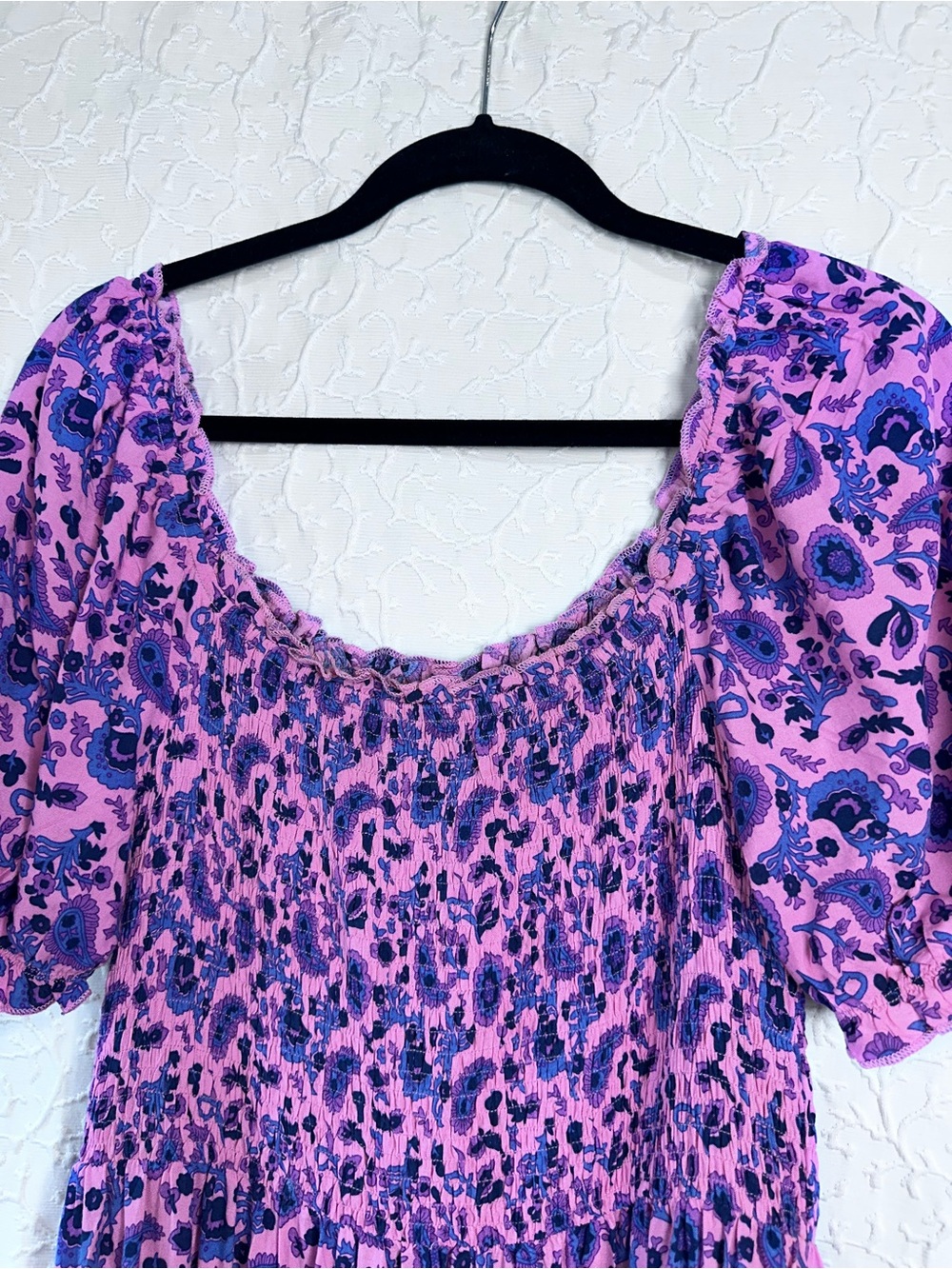 Off-Shoulder Purple Floral Maxi Dress Zesica Women's Floral Maxi Dress Size L - Picture 6 of 9
